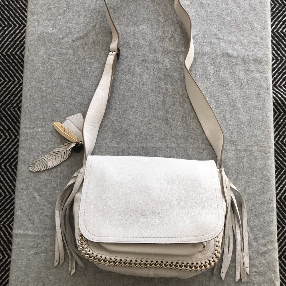 White pebbled leather Coach bag